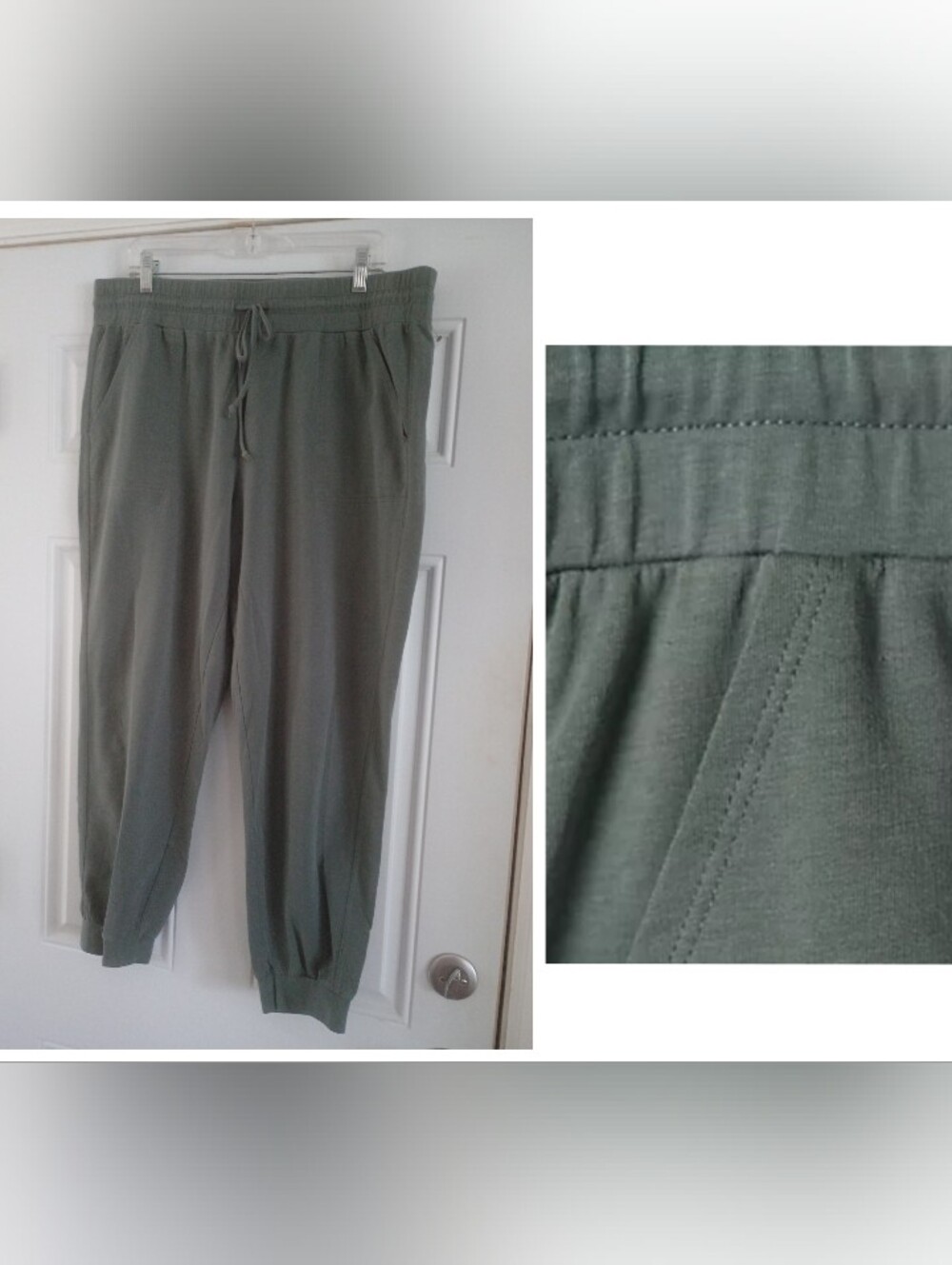 Belle By Kim Gravel Brushed Knit Jogger Pants Olive Sz LARGE